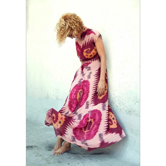 Vintage Ralph Lauren Purple Label Runway Ikat Silk Wrap Dress 1994 Southwestern - Picture 2 of 15